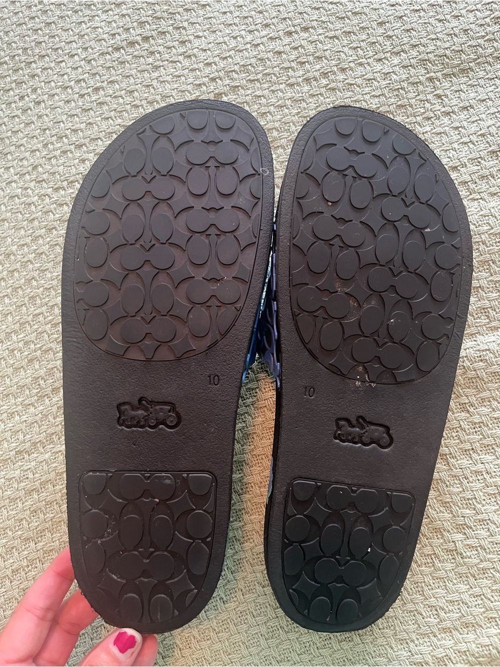 Coach Black Slides with Blue Logo Strap - Picture 6 of 6